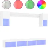 vidaXL 6-delige Tv-wandmeubelset met LED-verlichting bewerkt hout wit
