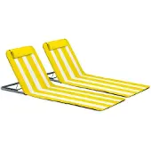 Oviala - Set van 2 strandslaapbanken in amandelgroen textileen - Clic Clac des Plages