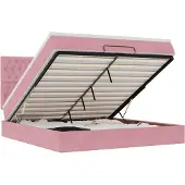 vidaXL Ottoman bed met matrassen en LED's 160x200cm fluweel roze