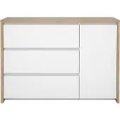 Ebuy24 Next kommode 1 deur 3 lades hoogglans wit.