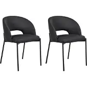 Beliani PENNY - Eetkamerstoel set van 2 - Zwart - Polyester
