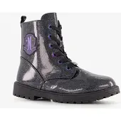 Wednesday meisjes veterboots met glitters zwart maat 38