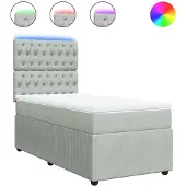 vidaXL Boxspringbed met matras, lichtgrijs, 80x200 cm, fluweel