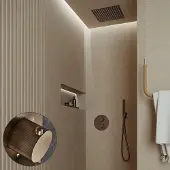 Saniclear Cube Stripes inbouw regendouche rond met inbouw douchekop 30x30cm verouderd messing