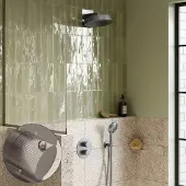 Saniclear Evolution Stripes inbouw regendouche rond met 2 standen handdouche RVS