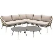 AVH-Collectie Montreal hoekbank loungeset 4 delig taupe rope