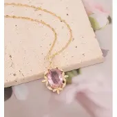 Fashion Jewelry Ketting met roze steen | goud gekleurd