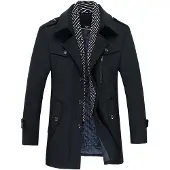 Allthemen Heren Parka Wollen Jassen - Korte Warme Winterjas- S