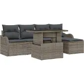 vidaXL Tuinbank Set 6 st Grijs [Synthetisch]: Polyrattan