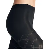Falke Check Mate gedessineerd materiaal half ondoorzichtig 60 DEN panty dames blauw - maat L