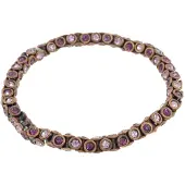 Behave – Armband – Lila & paars – Elastisch – Kristal – Vintage antiek roségoudkleurig
