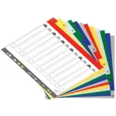 Exacompta 1 tot 12 Numerieke tabbladen A4+ Kleurenassortiment 12 tabs PP (Polypropeen) 11 Gaten 2512E