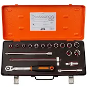 Bahco Doppenset 1/2" | omkeerbare ratel | twaalfkant | metrisch - 18-delig - koffer - 7818DS