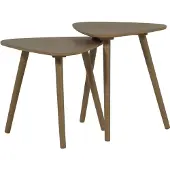 Woood Nila Bijzettafels - Hout - Mud - Set van 2