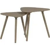 Woood Nila Bijzettafels - Hout - Zand - Set van 2