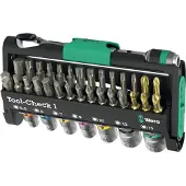 Wera Tool-Check 1 05049050001 Bitset 32-delig Plat, Kruiskop Phillips, Kruiskop Pozidriv, Inbus, Binnen-Torx, Torx BO Incl. ratel