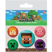 Minecraft Faces - Button - 5-pack