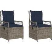 vidaXL Liggende tuinstoelen 2 stuks grijs polyrotan