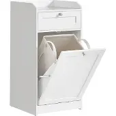 Vasagle Praktische opbergkast met lade en uitneembare wasmand, Cloud wit