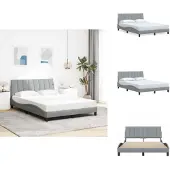 vidaXL Bedframe zonder matras "Hanko" stof lichtgrijs 140x190 cm