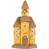 Clayre & Eef Waxinelichthouder Huis 23x17x43 cm Geel Keramiek