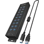 Icy Box USB Hub 61076 USB-hub 20 poorten USB-A USB 3.0 5 GBit/s Zwart