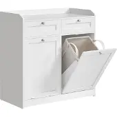 Vasagle Praktische opbergkast met lade en uitneembare wasmand, Wolk wit