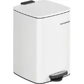 Songmics Keukenprullenbak met pedaal binnenemmer softclose en openhoudfunctie, Wolkenwit / 20 L