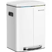 Songmics Vuilnisbak van 40L met 2 compartimenten, Wit
