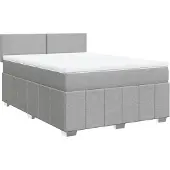 vidaXL Boxspring met matras stof lichtgrijs 140x190 cm
