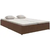 Syfax Ligbed met kussens converteerbaar poly rattan bruin