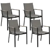 Beliani BUSSETO - Tuinstoel set van 4 - Zwart - Aluminium