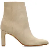Manfield Beige suède enkellaarsjes met hak | Maat 41