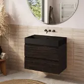 Plieger Fontana badkamermeubel 80cm kasteel bruin met Kansas wastafel mat zwart zonder kraangat