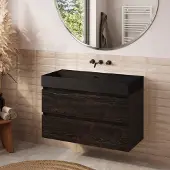Plieger Fontana badkamermeubel 100cm kasteel bruin met Kansas wastafel mat zwart zonder kraangat