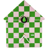 Housevitamin Wandklok - Kuuklok - Patroon: groen/roze - 24x27x9 cm