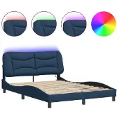 vidaXL Bedframe met LED zonder matras "Hvar" 140x190 cm stof blauw