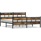 vidaXL Bedframe zonder matras metaal gerookt eikenkleurig 200x200 cm