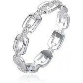 Elenza AMS Elenza Sterling .925 Zilveren Schakelring met Zirkonia-17mm