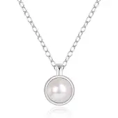 Elenza AMS Elenza Zilveren Ketting met Parel in 925 Sterling Zilver