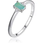 Elenza AMS Elenza Sterling .925 Zilveren Ring met Smaragdgroene Steen en Zirkonia-16mm