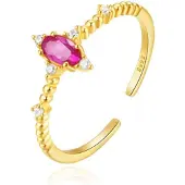 Elenza AMS Stralende Elenza Zilveren Ring met Paarse Kristal – 18K Goud plating