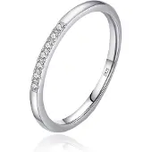 Elenza AMS Elenza Sterling .925 Zilveren Band Ring met Subtiele Zirkonia's-19mm