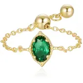 Elenza AMS Elenza .925 Zilveren Ring met Smaragdgroene Steen in Marquise-vorm