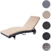 Mendler Zonneluier HWC-D80, tuinstoel, relaxstoel, ligbed, polyrotan, antraciet, kussen beige