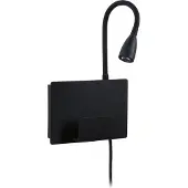Paulmann LED-wandlamp Halina USB, zwart, Slaapkamer, Kunststof, Modern, LED wandlamp