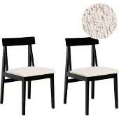 Beliani ISLE - Eetkamerstoel set van 2 - Zwart/Beige - Rubberhout