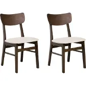 Beliani ANOKA - Eetkamerstoel set van 2 - Lichtbeige/Donkerbruin - Rubberhout