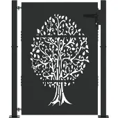 vidaXL Tuinpoort 110 x 155 cm Poedercoated staal Zwart Vergrendelbaar