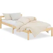 Homestyle4u Houten bed - 90x200 cm - Naturel - Lattenbodem
